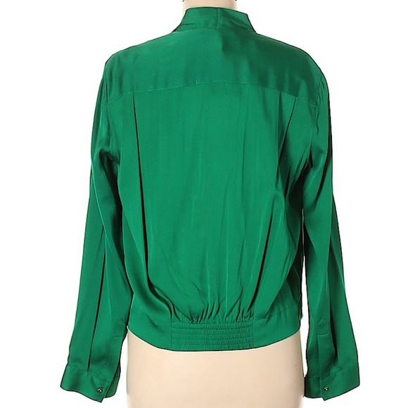 DVF Green Silk Drape Front Top - Picture 2 of 2